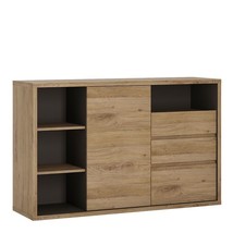 Large Shetland Wooden Sideboard Storage Cabinet 1 Door 3 Drawers Wood Unit Brown - £179.11 GBP