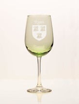 Ryan Irish Coat of Arms Green Wine Glass - $68.00