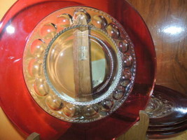 Antique EAPG 8+ Luncheon Plate Kings Crown Bohemian Stain Ruby Flash Iri... - £6.45 GBP