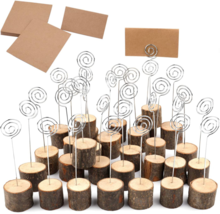 Tosnail 30 Pack Rustic Wooden Place Card Holders with 30 Kraft Paper Car... - £11.92 GBP