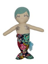 Riley Made Mermaid Plush Blue Braided Hair Floral Stuffed Animal 16&quot; - £20.57 GBP