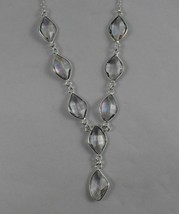 925 Sterling Silver Handmade Gift  Bezel Necklace White Topaz Gemstone BNS-0020 - £23.93 GBP