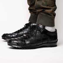 Bari Genuine Lizard Fashion Sneaker Patchwork Design Black image 9