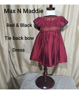 Max N Maddie Red And Black Bow Dress Size 12 Mos. - £7.90 GBP