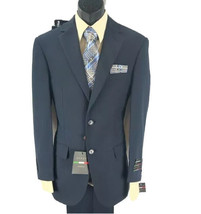 LUCCI Men&#39;s Navy Blue 2 Button Classic Fit Suit Flat Front Pants Sizes 3... - £55.35 GBP