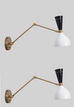 Italian Adjustable Wall Lamps Sconces Mid Century Modern Style Wall Light Pair - £140.80 GBP