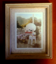 White Wood Frame By Mildred Bartea “Cat On Chair” Watercolor Painting - £18.87 GBP