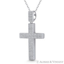 Latin Crucifix Cross Cubic Zirconia Crystal .925 Sterling Silver Rhodium Pendant - $34.89+