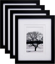 8x10 Picture Frames 4 PCS, Made of Solid Wood Display (Black) - £13.87 GBP