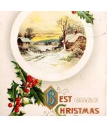 1900s Greeting Card Postcard Christmas Wishes Winter Scene Cabin Ephemer... - $367.78 MXN