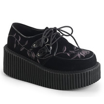 DEMONIA CRE219/BVEL 3&quot; Platform Women&#39;s Black Embroidery Goth Punk Creep... - $1,747.68 MXN