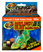 Zoo Med Daylight Reptile Bulb Blue 60 watt - 2 count Zoo Med Daylight Reptile Bu - £14.93 GBP