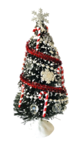 Dollhouse Miniature Christmas Tree 1:12 Artisan OOAK 6" Tall Silver Red White - $33.85