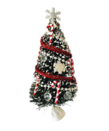 Dollhouse Miniature Christmas Tree 1:12 Artisan OOAK 6&quot; Tall Silver Red ... - £26.43 GBP
