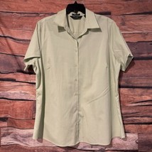 Eddie Bauer Shirt Womens 2X Button Up Blouse Top Short Sleeve Green Stretch - £14.44 GBP