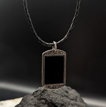 UBU Handmade Necklace Leather Cord, Sterling Silver Pendant w/Onyx Inlay - £44.09 GBP