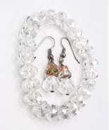 Faceted Clear Crystal Stretch Bracelet Dangle Drop Earrings - $21.70 CAD