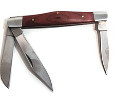 Unbranded NEW 3 Blade Folding Pocket Knife Wood Handle 4&quot; - £16.47 GBP