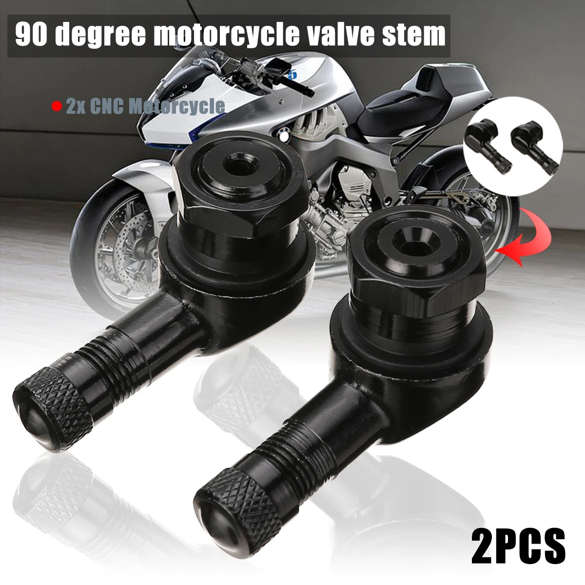 Mayitr 2pcs 90 Degree Angle CNC Aluminum Valve Stem Motorcycle Wheel Tir... - $17.34