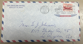 Halekulani Hotel Waikiki Beach  Envelope  w 6 c AIr Mail Stamp 1957 - £11.59 GBP