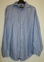Thomas Dean 100% Pima Cotton Relax Long Sleeve Blue Button Up Flip Cuff Shirt XL - £20.73 GBP