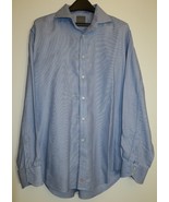 Thomas Dean 100% Pima Cotton Relax Long Sleeve Blue Button Up Flip Cuff ... - £20.83 GBP