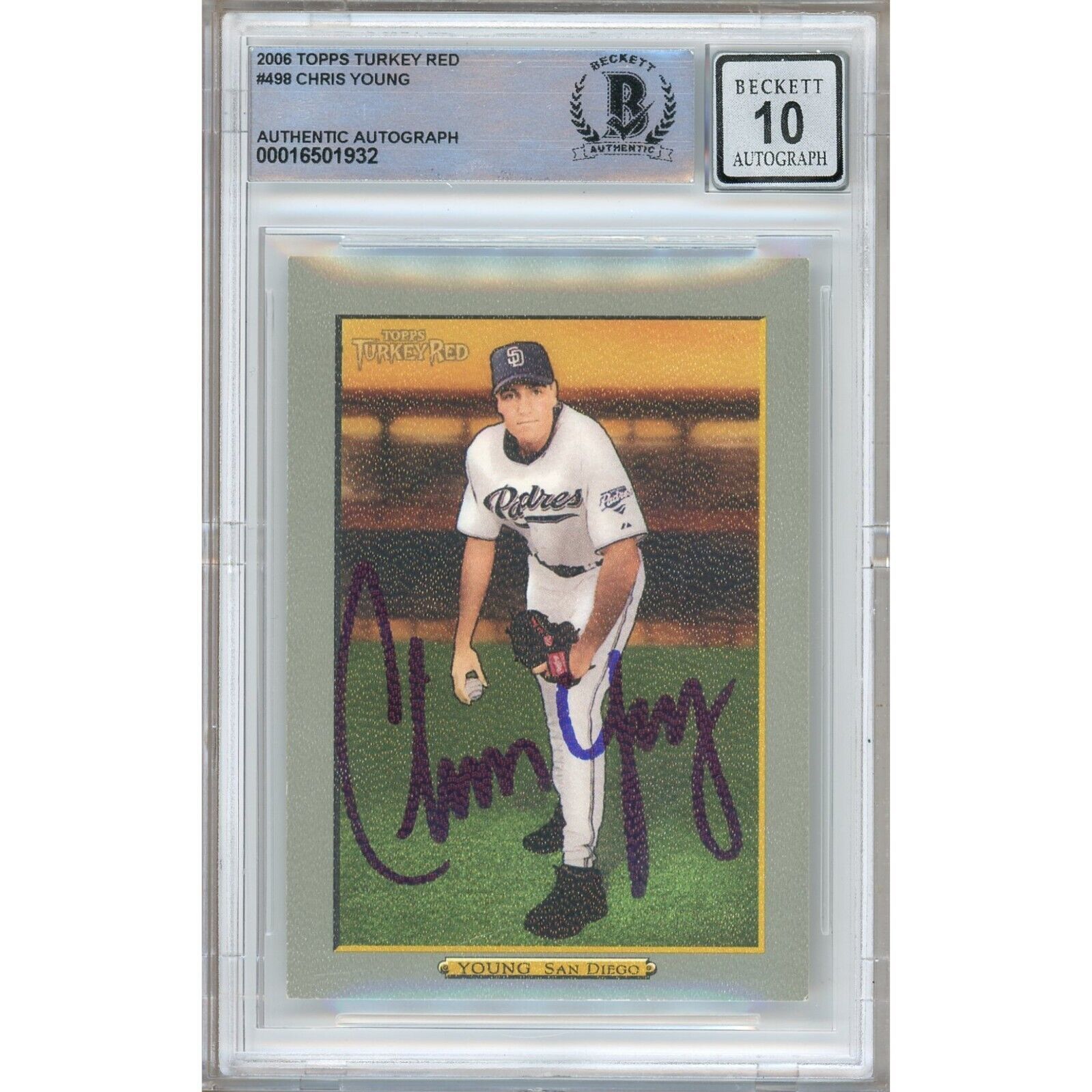 Chris Young San Diego Padres Signed 2006 Topps Turkey Red #498 BGS Auto 10 Slab - $79.99