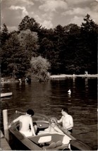 RPPC Argentina Boating on Lake Sexy Blonde Swimsuit 1950s Photo Postcard Z20 - £11.91 GBP