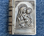 Vintage Small Metal Bible Box Locket for Rosary, Mary &amp; Baby Jesus On Th... - $13.55