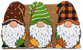 Fall Gnomes Natural Fiber Coir Doormat Autumn Welcome 18&quot; X 30&quot; - £36.37 GBP