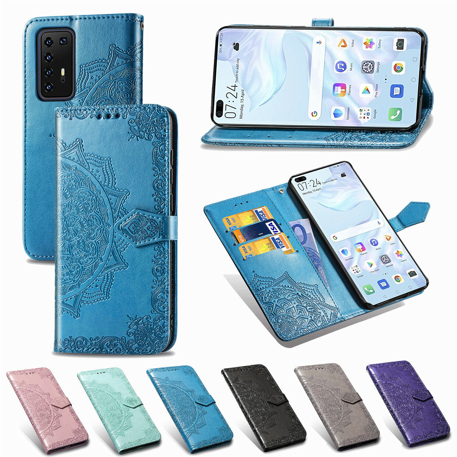 For Huawei P40Pro Y5P Y6P Y7P Y8S Y9A Mate 40Pro Leather Flip Wallet Case Cover