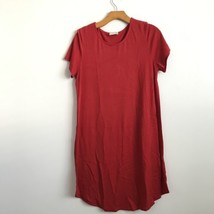 Aritzia Wilfred Free T-Shirt Dress Large Red Jersey Round Neck Short Sleeves - £21.63 GBP