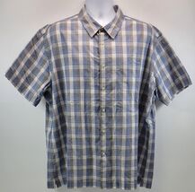 A) Van Heusen Men Plaid Check Blue White Short Sleeve Button Shirt XXL 1... - $19.79