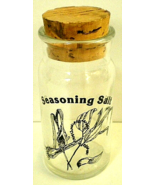 SEASONING SALT Vtg Wheaton Glass 70s Botanical Art CLEAR SPICE JAR With ... - £14.95 GBP