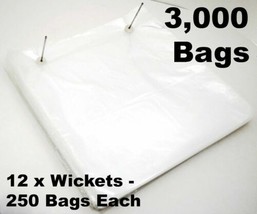 3000 Count 11x12.5&quot; Clear 1-Mil LDPE Plastic Poly Bags WICKETED LayFlat ... - £47.38 GBP