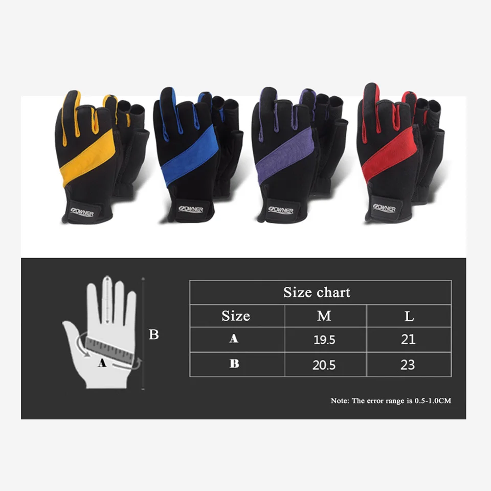 Sporting Owner Anti-slip Fishing Gloves anti-cut with Imported sheepskin fingerl - £30.56 GBP