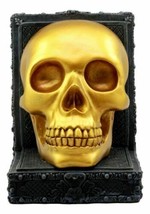 Pirate&#39;s Treasure Golden Skull Figurine 7&quot; Height Medieval Floral Gothic Theme - £29.46 GBP