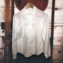 Vtg Stuart Lang Women’s Size 11/12 American Vintage Sheer Flounce Blouse  - $18.69