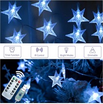 Star Lights 20FT 40Led Christmas Star String Lights with 8 Modes Remote Timer Co - £16.94 GBP