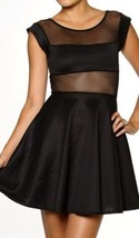 NEW Coutori Black Sheer Cutout Mesh Insert A-line Dress Size S M L  - £27.88 GBP+