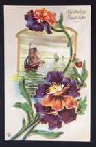 Antique Happy Birthday Greetings Embossed Greeting Card LSC 1910 Posted 1912 - £9.59 GBP