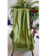 Hand Knit CARON® Simply Soft™ &#39;Pistachio&#39; Afghan - $100.00