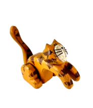 Vintage Unique Painted Wood Gold and Brown Tiger Kitty Cat Feline Figure - £17.82 GBP