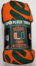 Miami Hurricanes Plush 46&quot; by 60&quot; Micro Raschel Throw Blanket - NCAA - £19.07 GBP