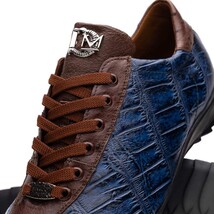 Genuine alligator and ostrich quill fashion sneaker Shoes Saulo Blue Jeans image 3