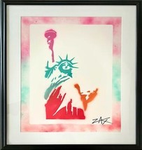 Zax E. M. Estatua de la Libertad Original Mixed Media Firmado a Mano New York - £903.62 GBP