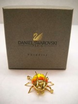 Swarvoski Crystal Beetle Pin 2 Tone Yellow Orange Sterling Gold Plated Original - $86.39