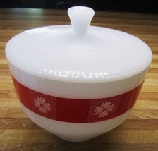 Vintage Federal Glass Gingham Covered Bowl/Chip On Ring Underside Of Lid - £14.33 GBP