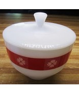 Vintage Federal Glass Gingham Covered Bowl/Chip On Ring Underside Of Lid - £14.14 GBP