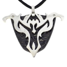 Black Dragon Head Necklace Fantasy Shield Pendant Mens Jewelry - $24.99